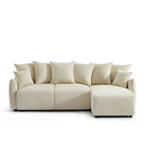 Canapé D'angle Convertible Et Réversible 4 Places Opaline Tissu Beige