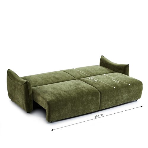 Canapé Droit Convertible Opaline 3 Places Tissu Vert
