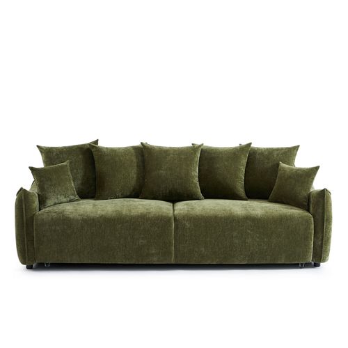Canapé Droit Convertible Opaline 3 Places Tissu Vert