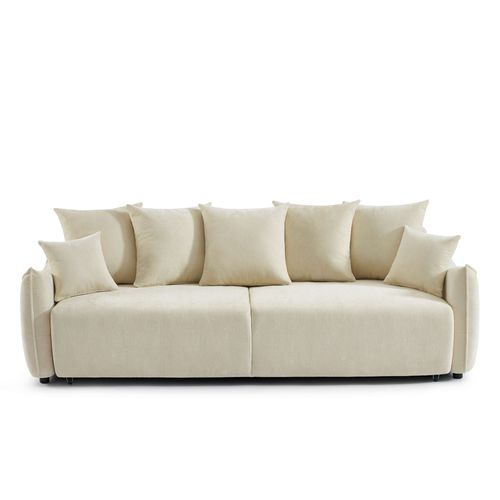 Canapé Droit Convertible Opaline 3 Places Tissu Beige