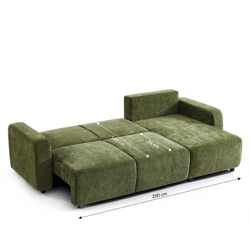 Canapé D'angle Convertible Et Réversible Livio 4 Places Tissu Vert