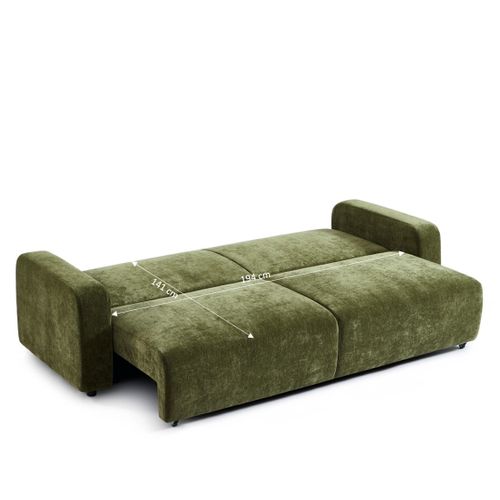 Canapé Droit Convertible Livio 3 Places Tissu Vert