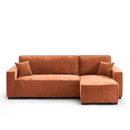 Canapé D'angle Convertible Et Réversible Gavi 4 Places Tissu Terracotta