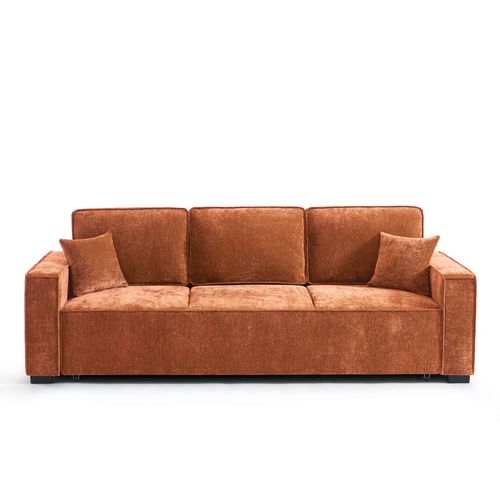Canapé Droit Convertible Gavi 3 Places Tissu Terracotta
