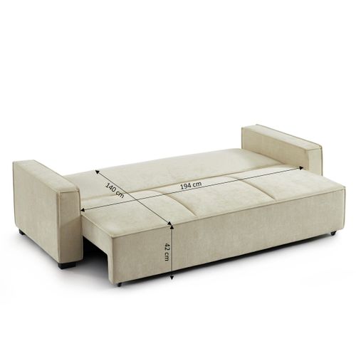 Canapé Droit Convertible Gavi 3 Places Tissu Beige
