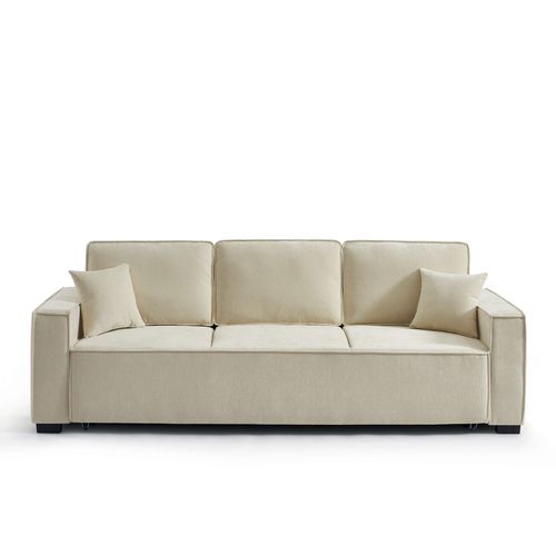 Canapé Droit Convertible Gavi 3 Places Tissu Beige