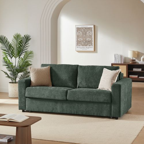 Canapé Droit Convertible Express Socca 3 Places Tissu Vert