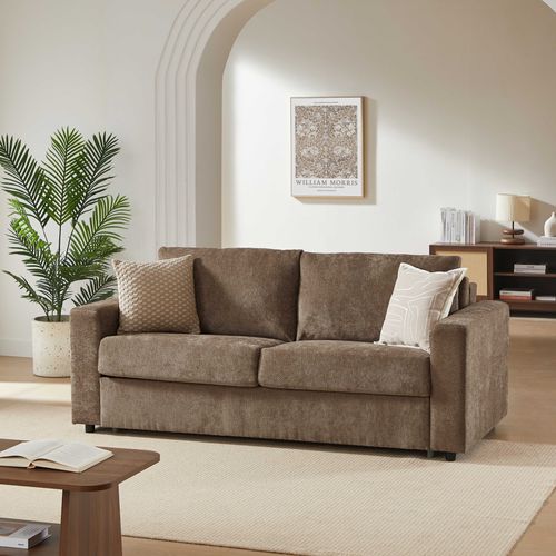 Canapé Droit Convertible Express Socca 3 Places Tissu Marron