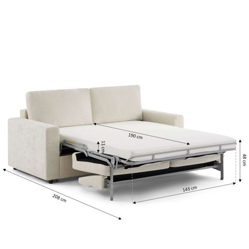 Canapé Droit Convertible Express Socca 3 Places Tissu Beige