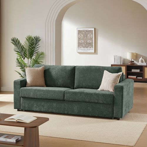 Canapé Droit Convertible Express Socca 3-4 Places Tissu Vert