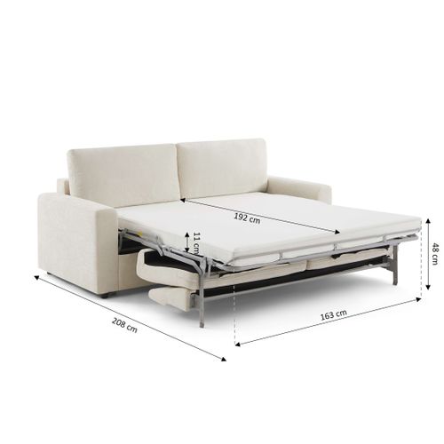 Canapé Droit Convertible Express Socca 3-4 Places Tissu Beige