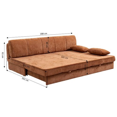 Banquette Luma Convertible 3 Places Tissu Chenille Terracotta