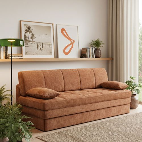 Banquette Luma Convertible 3 Places Tissu Chenille Terracotta