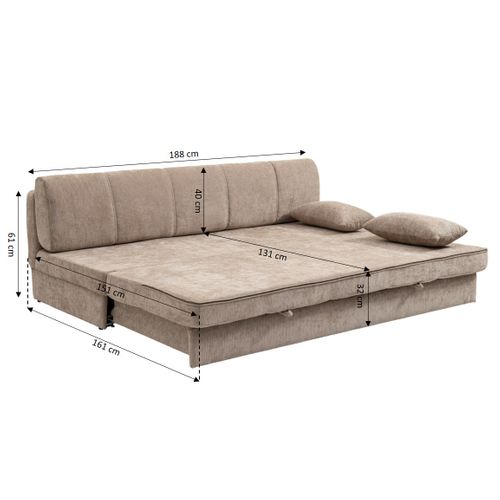 Banquette Luma Convertible 3 Places Tissu Chenille Marron