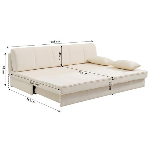 Banquette Luma Convertible 3 Places Tissu Chenille Beige
