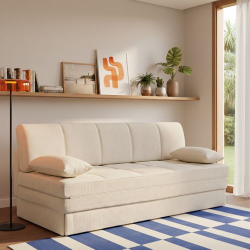 Banquette Luma Convertible 3 Places Tissu Chenille Beige