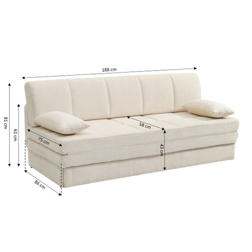 Banquette Luma Convertible 3 Places Tissu Chenille Beige