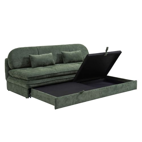 Banquette Convertible Cila 3 Places Tissu Vert