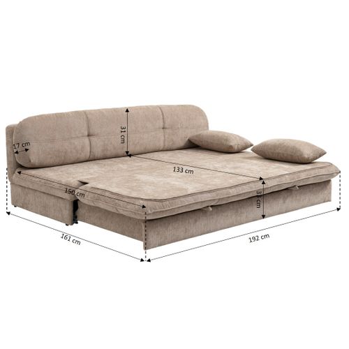 Banquette Convertible Cila 3 Places Tissu Marron