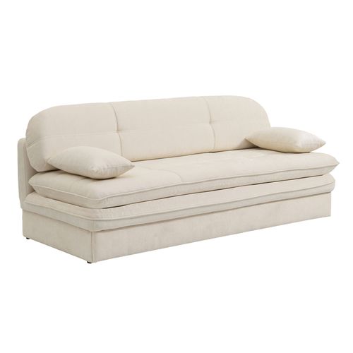Banquette Convertible Cila 3 Places Tissu Beige