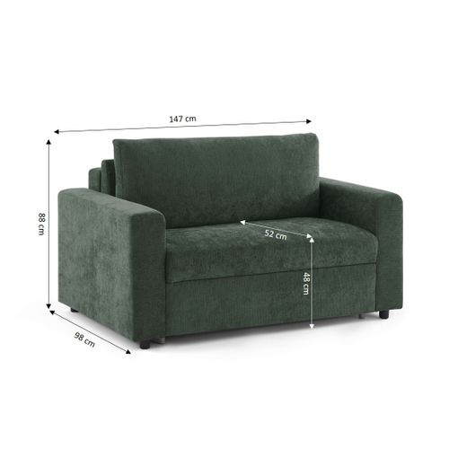 Canapé Droit Convertible Express Socca 2 Places Tissu Vert