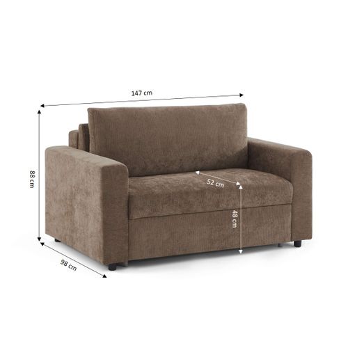 Canapé Droit Convertible Express Socca 2 Places Tissu Marron