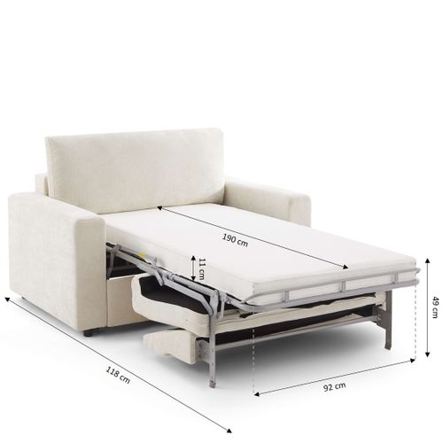 Canapé Droit Convertible Express Socca 2 Places Tissu Beige