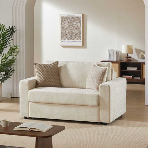 Canapé Droit Convertible Express Socca 2 Places Tissu Beige