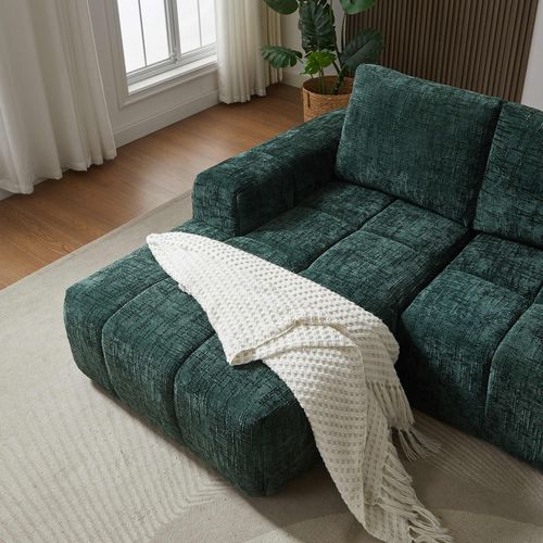 Canapé D'angle Gauche Compressé Aurea 4 Places Tissu Vert