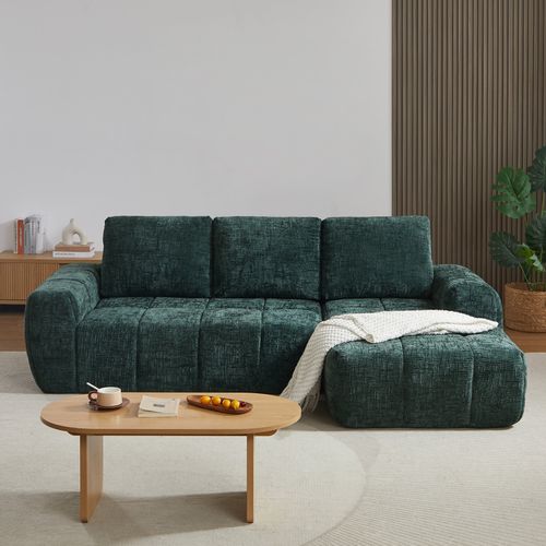 Canapé D'angle Droit Compressé Aurea 4 Places Tissu Vert