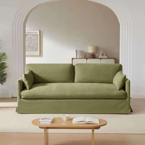 Canapé Droit Fixe Déhoussable Jatoba 3 Places Tissu Vert