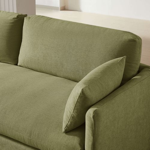 Canapé Droit Fixe Déhoussable Jatoba 3 Places Tissu Vert