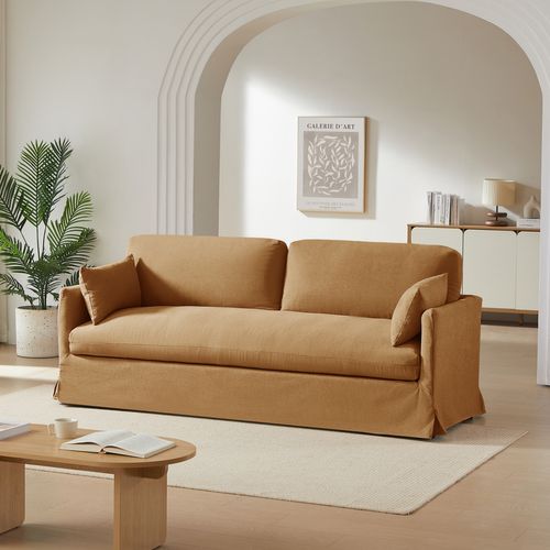 Canapé Droit Fixe Déhoussable Jatoba 3 Places Tissu Orange