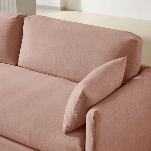 Canapé Droit Fixe Déhoussable Jatoba 3 Places Tissu Rose