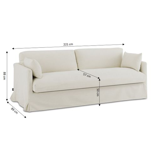 Canapé Droit Fixe Déhoussable Jatoba 3 Places Tissu Beige