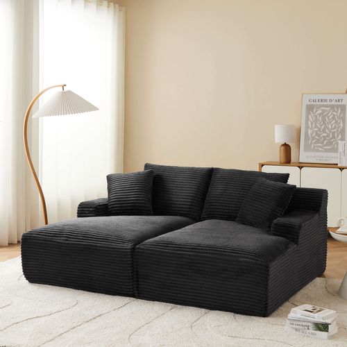 Canapé Droit Profond Fixe Et Compressé Kenedy 3 Places Velours Côtelé Gris