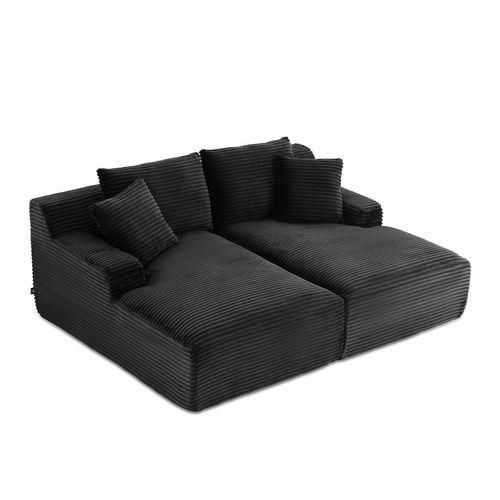 Canapé Droit Profond Fixe Et Compressé Kenedy 3 Places Velours Côtelé Gris