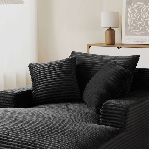 Canapé Droit Profond Fixe Et Compressé Kenedy 1 Place Velours Côtelé Gris