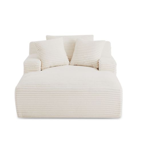 Canapé Droit Profond Fixe Et Compressé Kenedy 1 Place Velours Côtelé Beige