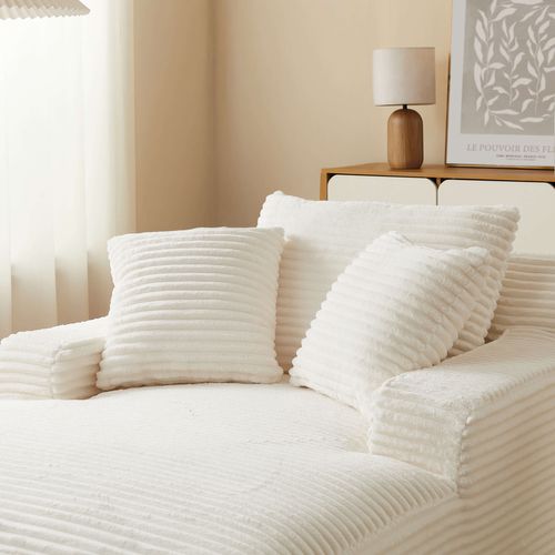 Canapé Droit Profond Fixe Et Compressé Kenedy 1 Place Velours Côtelé Beige