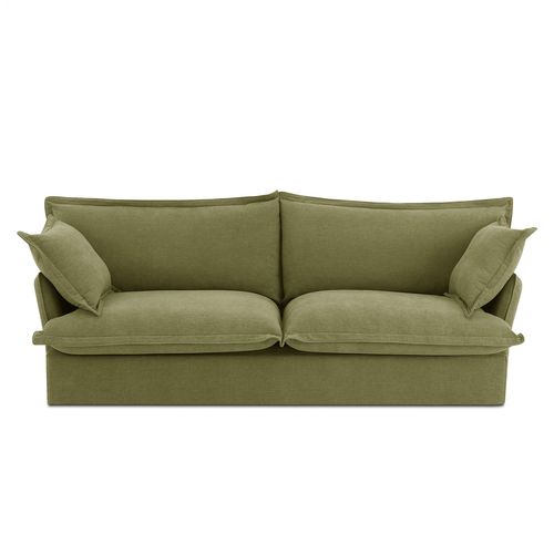 Canapé Droit Fixe Iroko 3 Places Tissu Vert