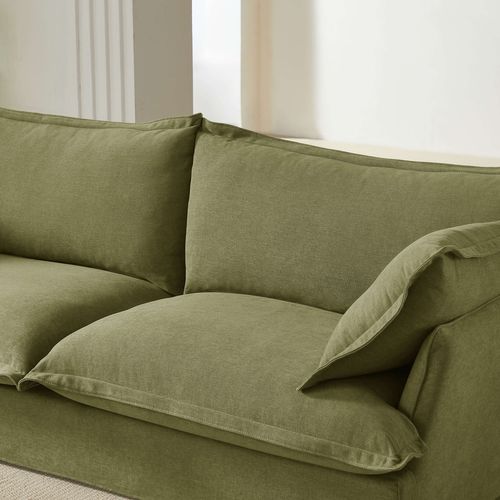 Canapé Droit Fixe Iroko 3 Places Tissu Vert