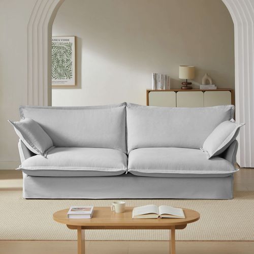 Canapé Droit Fixe Iroko 3 Places Tissu Gris