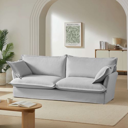 Canapé Droit Fixe Iroko 3 Places Tissu Gris