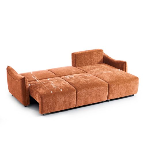 Canapé D'angle Convertible Et Réversible 4 Places Opaline Tissu Terracotta
