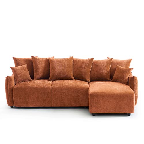 Canapé D'angle Convertible Et Réversible 4 Places Opaline Tissu Terracotta