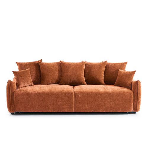 Canapé Droit Convertible Opaline 3 Places Tissu Terracotta