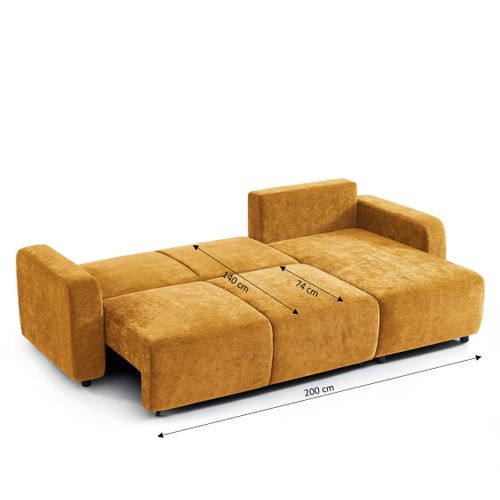 Canapé D'angle Convertible Et Réversible Livio 4 Places Tissu Jaune