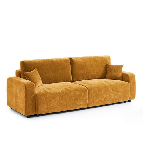 Canapé Droit Convertible Livio 3 Places Tissu Jaune