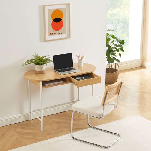 Bureau Gaia Effet Chêne Et Blanc 110 Cm